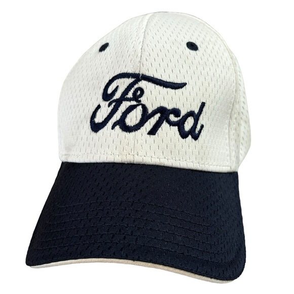 Ford White Navy OSFM Adjustable Baseball Cap Classic  Hat Mesh Embroidered - Picture 1 of 13